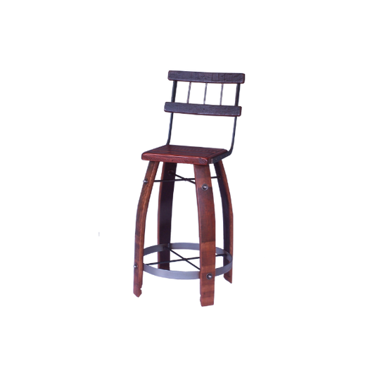 169W - Wood Stave Stool with Back